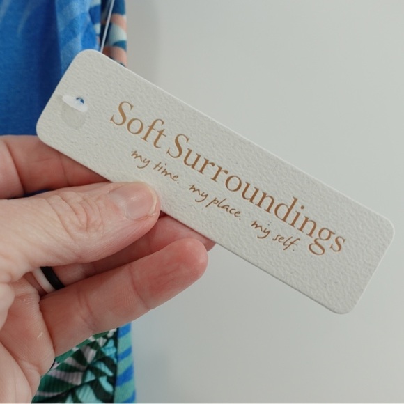 NWT Soft Surroundings Anya MIDI Dress V-Neck Palm Tropical Multicolor Sz M - Picture 10 of 10